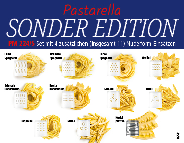 NUDELMASCHINE PM 224/S SET MIT 4 ZUSATZ-MATRIZEN